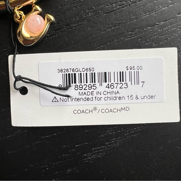 NWT Coach Gold and Pink Charm Hinge Bangle Bracelet - Picture 4 of 4